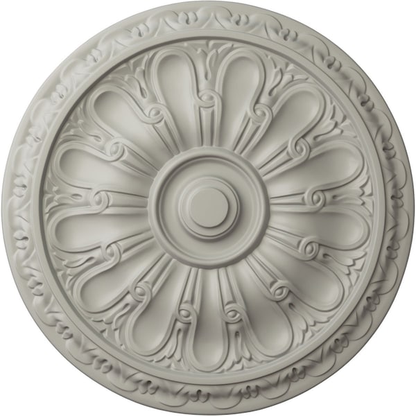 Ekena Millwork Kirke Ceiling Medallion (Fits Canopies up to 3 3/4"), Hand-Painted Pot of Cream, 15 3/4"OD x 5/8"P CM16KIPCF - main